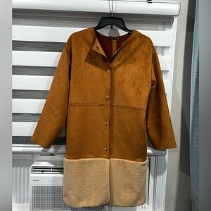 Zara Tan and Cream Fur Jacket